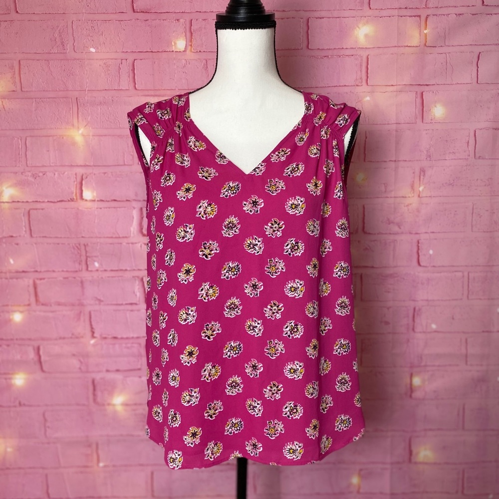NWOT LOFT Pink Floral Petite Casual Tank Top
